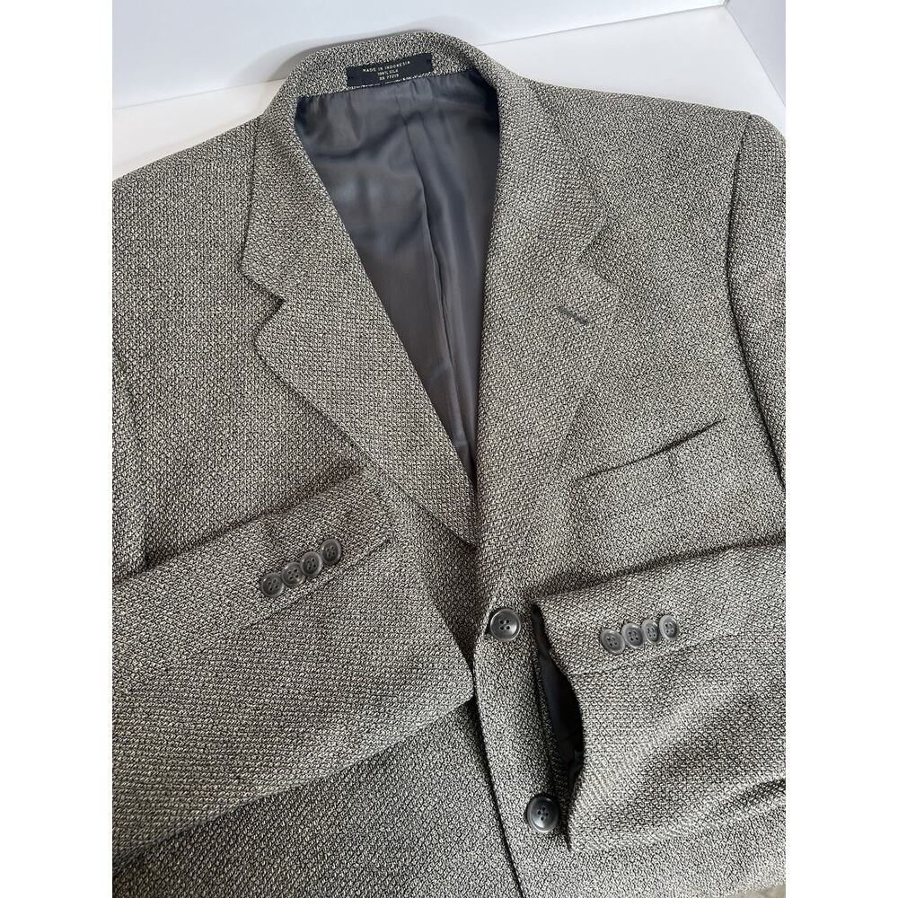 Versini Mens 100% Silk Blazer Gray Black Textured 3 Button Sport Coat Jacket